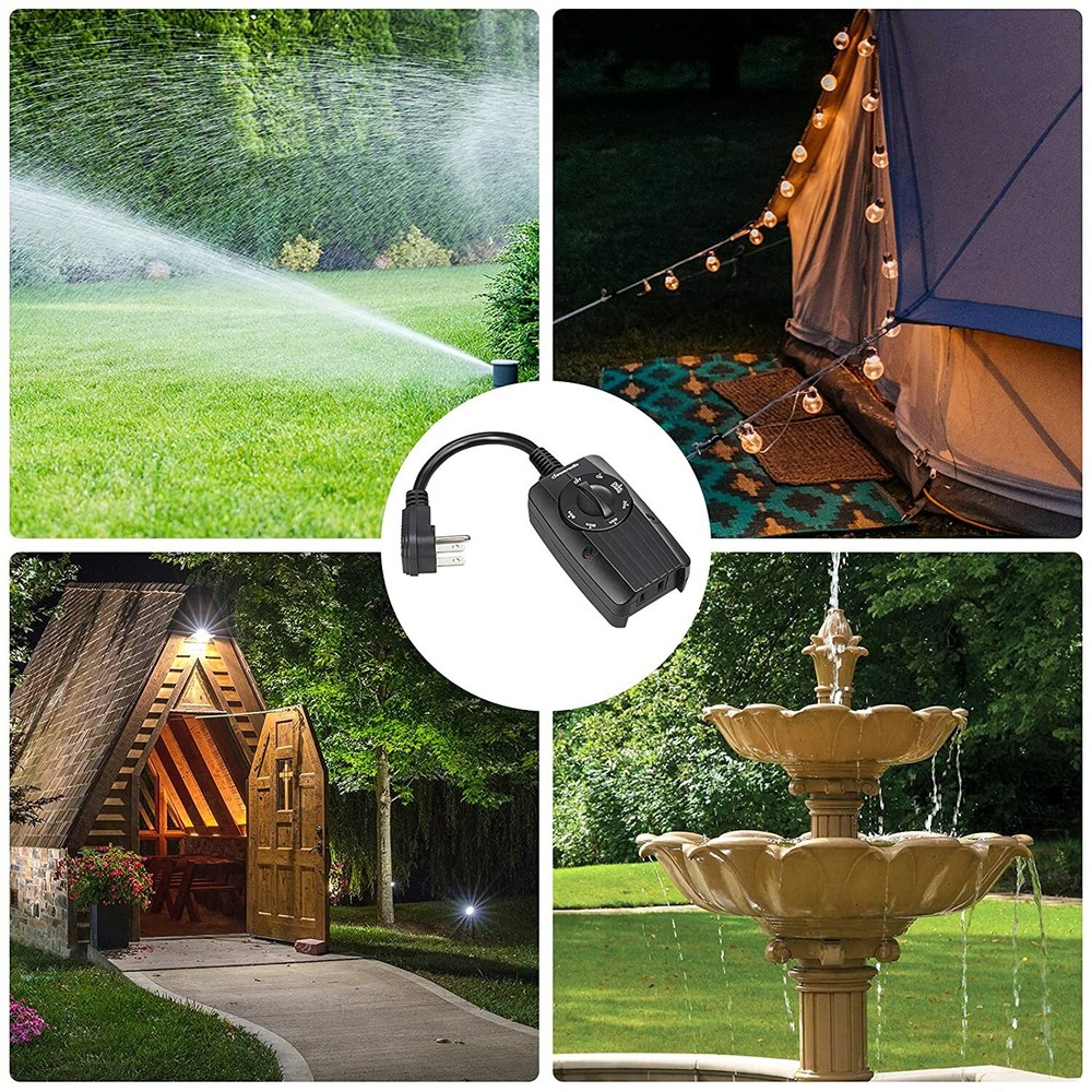 DEWENWILS 2Pack Outdoor Outlet Timer Switch Plug in Dusk to Dawn Countdown Timer