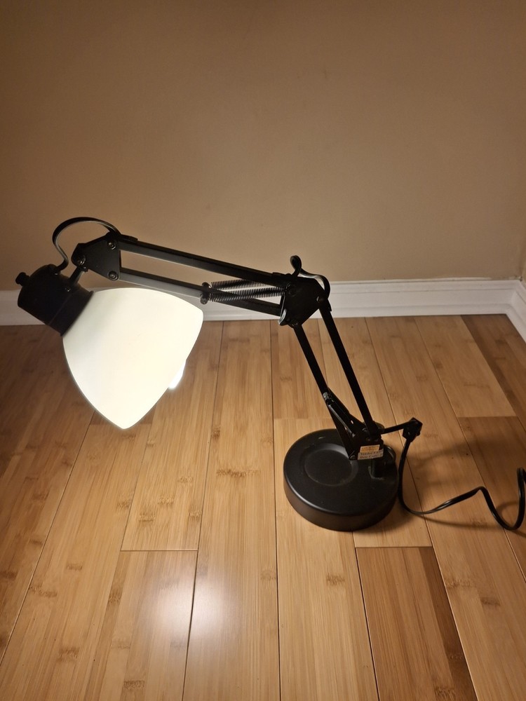 Hampton Bay 22" Matte Black Architectural Task Desk Lamp Model 43103 With White