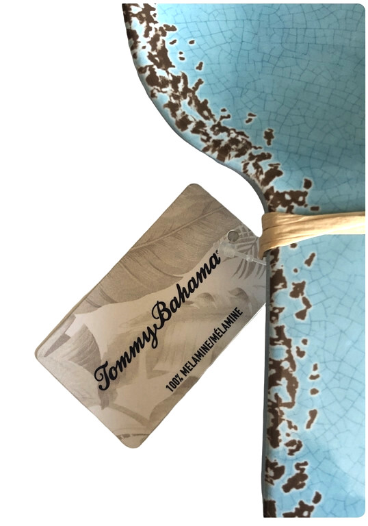 Tommy Bahama Speckled Salad Server Set Serving Spoon Fork Light Blue Rustic 11"