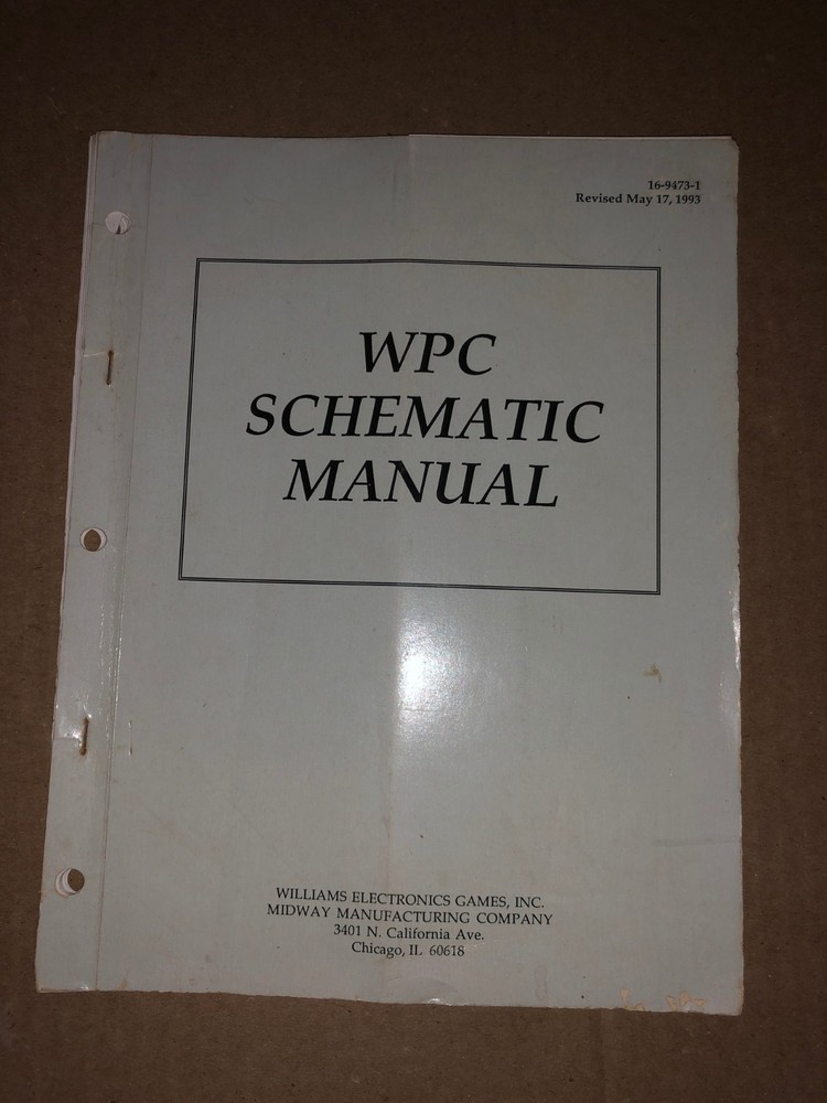 WPC SCHEMATIC MANUAL ORIGINAL ARCADE PINBALL