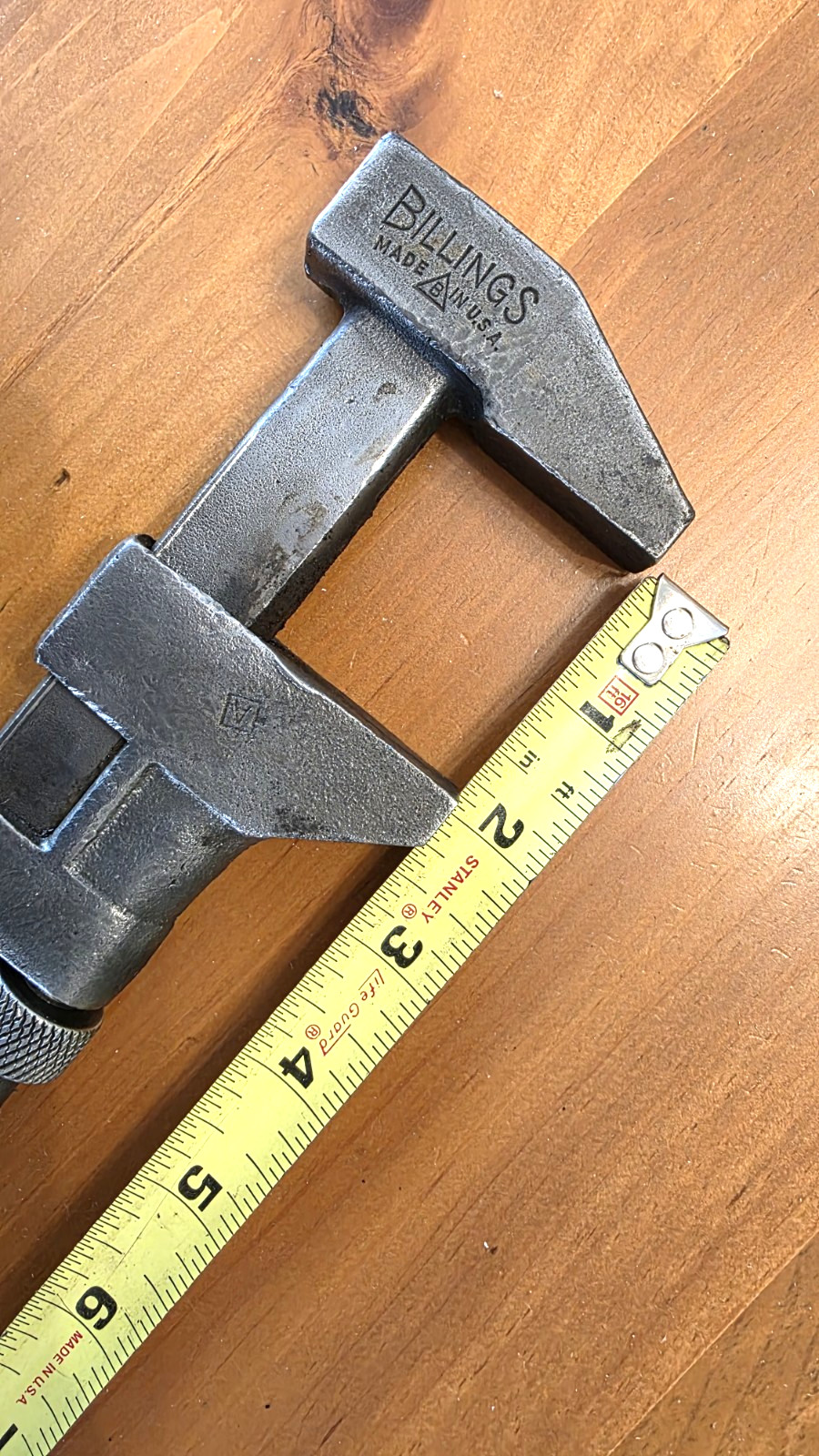 Vintage 10” BILLINGS COES Adjustable Pipe Monkey Wrench USA All Metal