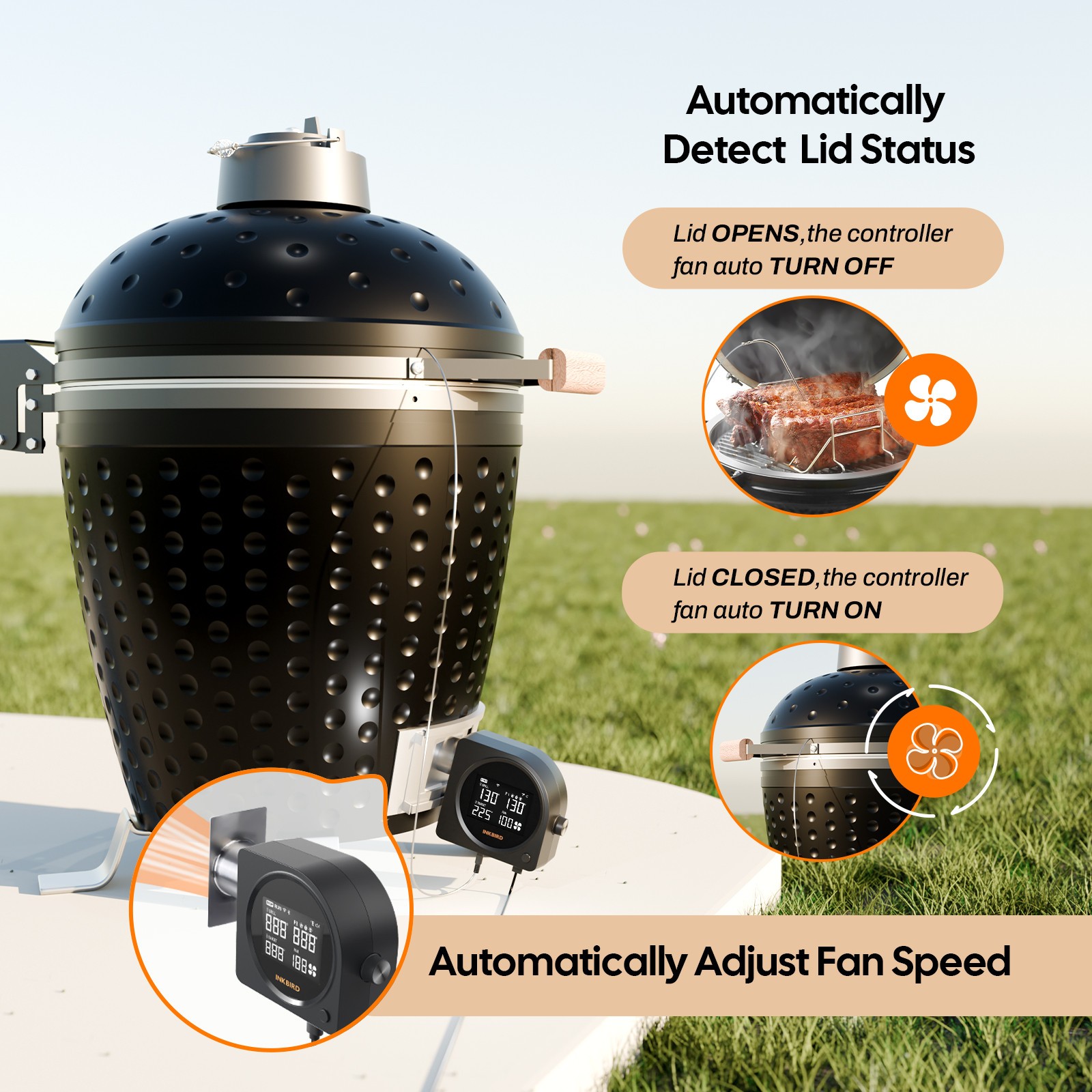 INKBIRD BBQ Temperature Controller WiFi Bluetooth Automatic Smoker Fan Oven Mitt