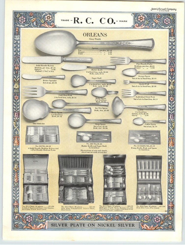 1925 PAPER AD R. C. RC Silverware Chatham Orleans Pattern