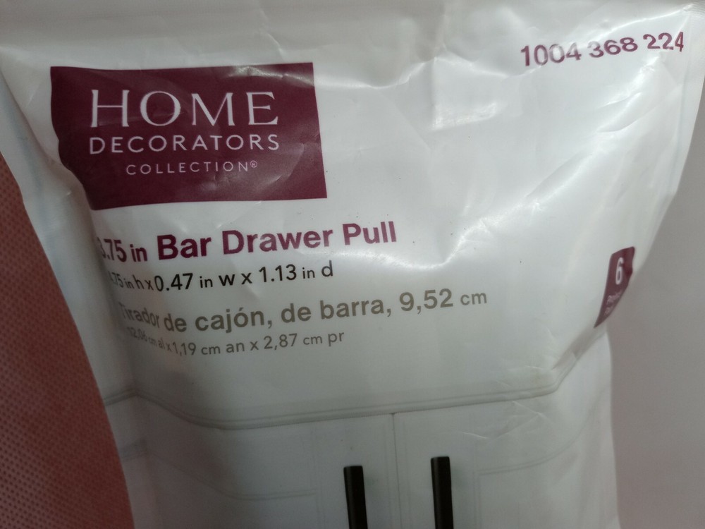 6 PACK Home Decorators Mate Black Bar Drawer Pull Cabinet Knobs 6XCAB096028WMB