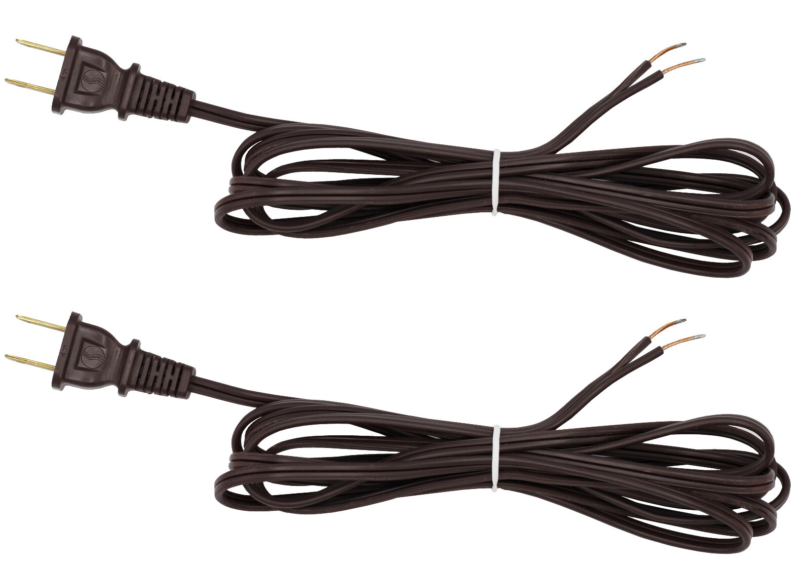 Brown Lamp Cord, 8 Foot Long Replacement Repair Part, 18/2 SPT-1 Wire - 2 Pack