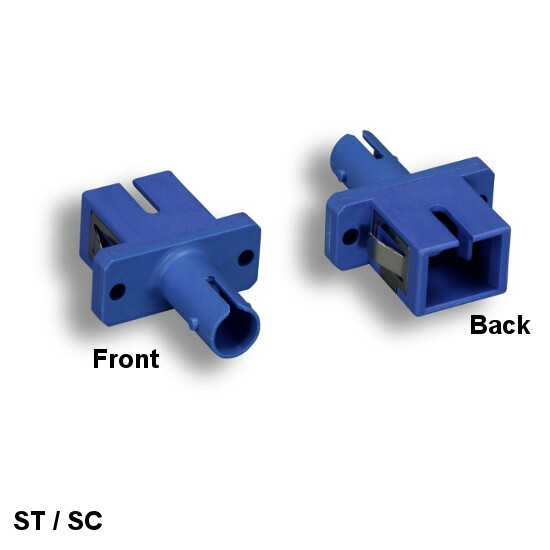 ST to SC Simplex Multimode Fiber Optic Adapter Flange Mount Plastic Body