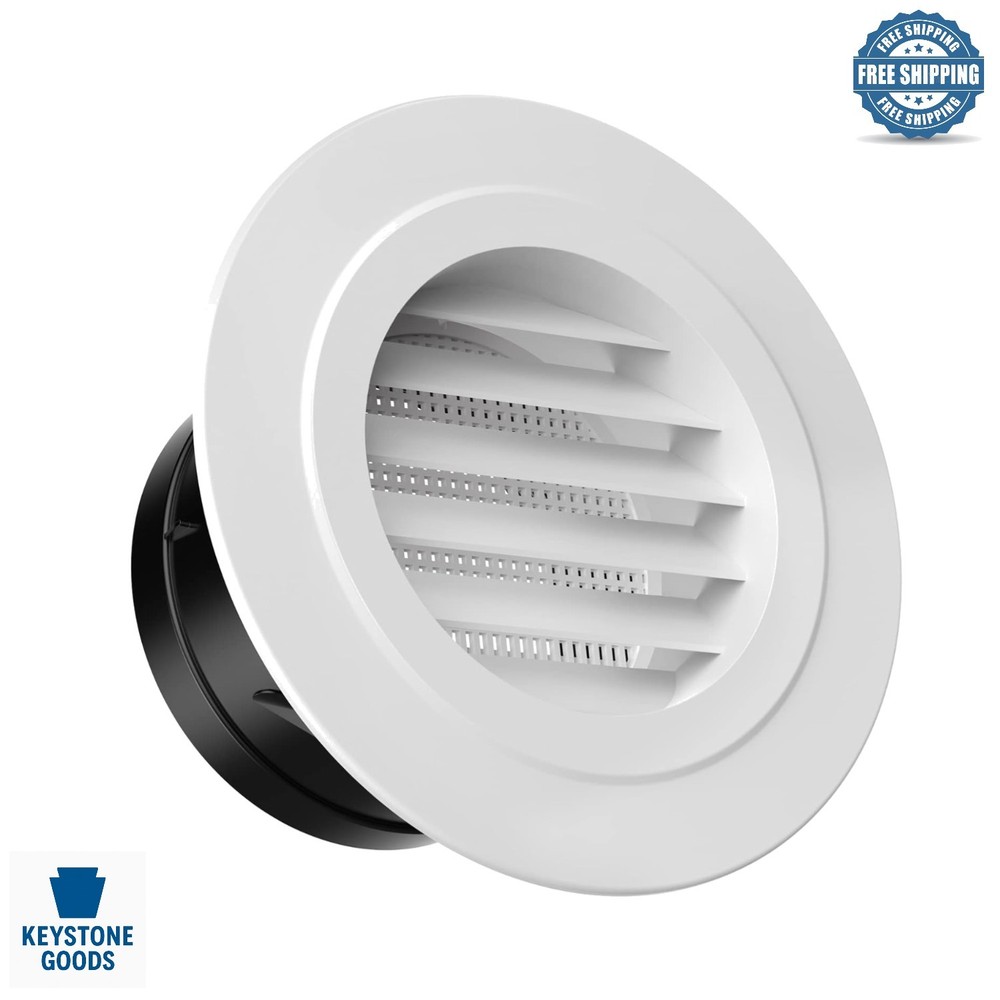 White 4-Inch Round Soffit Vent Cover with Fly Screen