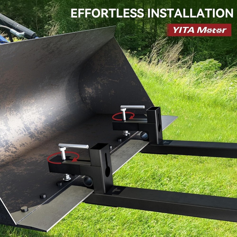 Quick Attach Skid Steer Fork, 43" 2000lbs w/ Stabilizer Bar
