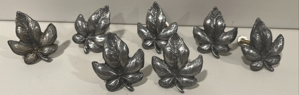 Vintage Silver Leaf Dresser Knobs Set Of 7