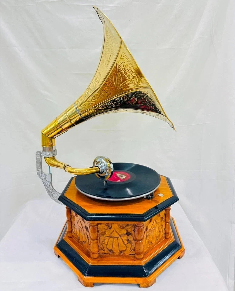 Antique Gramophone, Fully Functional Working Phonograph, win-up record player