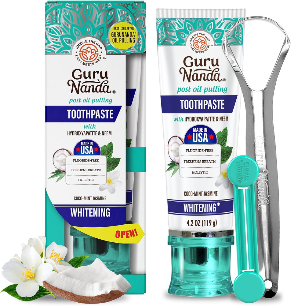 Gurunanda Hydroxyapatite Toothpaste, SLS & Fluoride Free, Whitening Toothpaste w