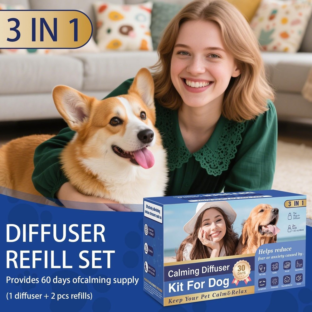 Dog Pheromone Calming Diffuser: Relaxing Diffuser for 3in1, Blue
