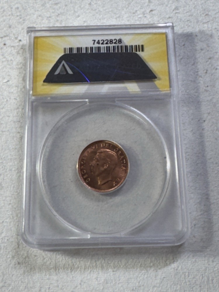1949 Canada 1 Cent Graded MS 65 RD by ANACS