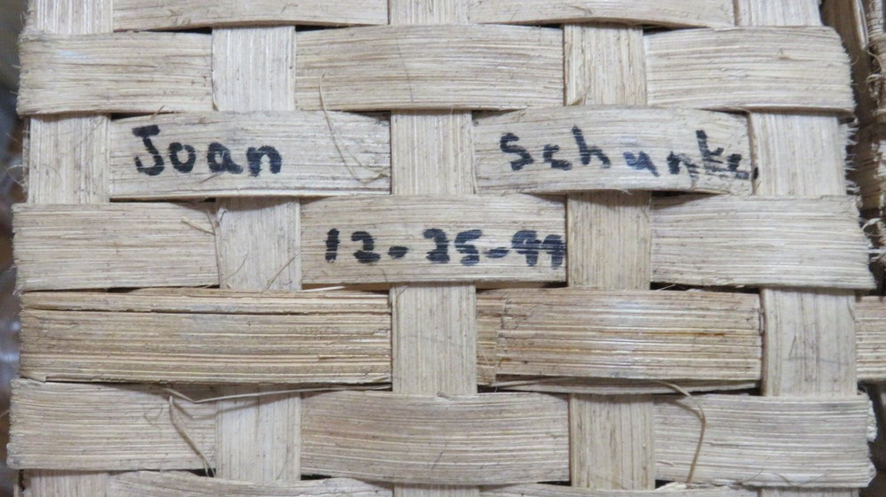 HANDMADE SIGNED DOUBLE BASKET SPLIT ASH?? ORGANIZER SORTING 12 X 6 X 5"