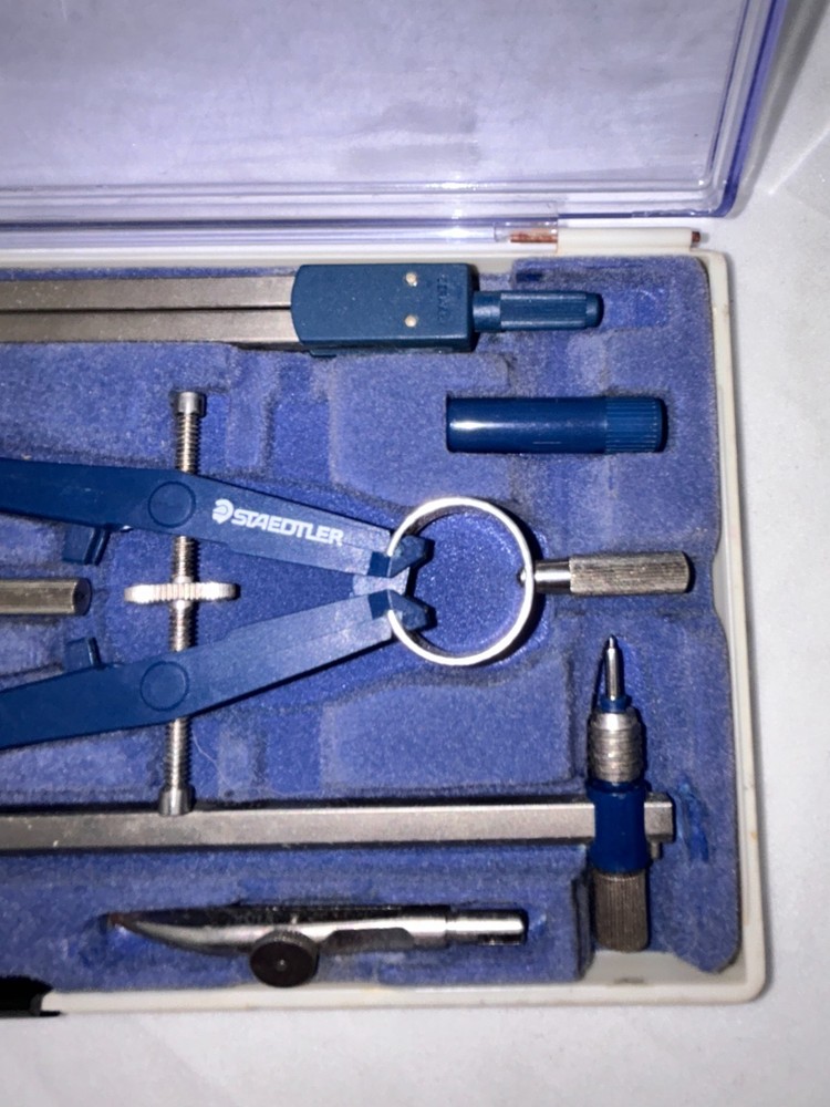 6-Piece Staedtler Mars Superbow Compass Set Germany Drafting Tools Vintage NOTE