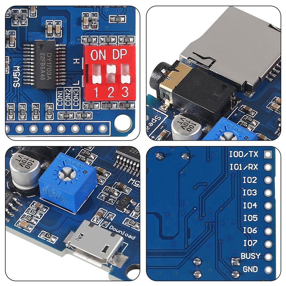 4 PCS DY-SV5W MP3 Voice Playback Module IO Trigger UART Serial Adapter
