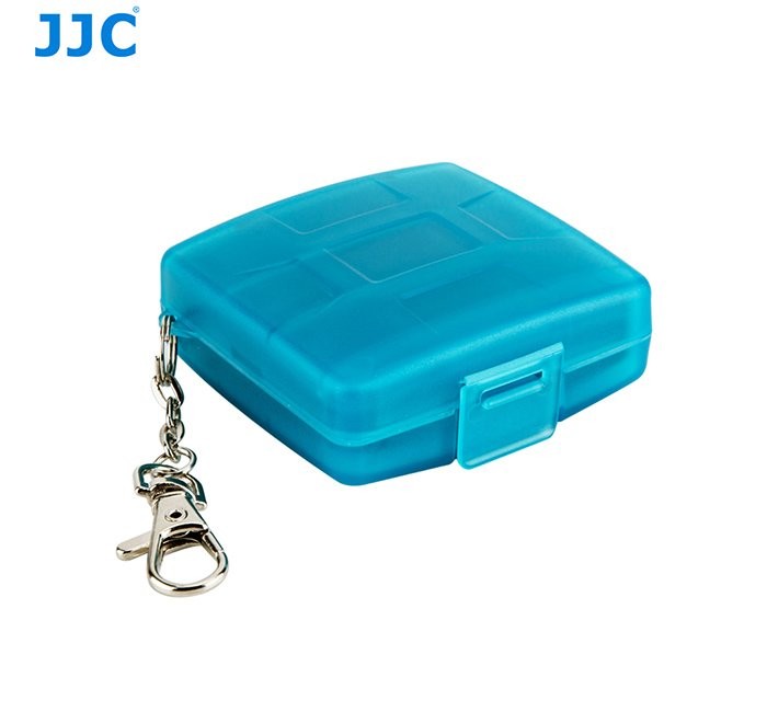 JJC MC-10B Blue Memory Card case fit 2 SD, 2 MSD, 2 SIM, 2 Micro SIM, 2 Nano SIM