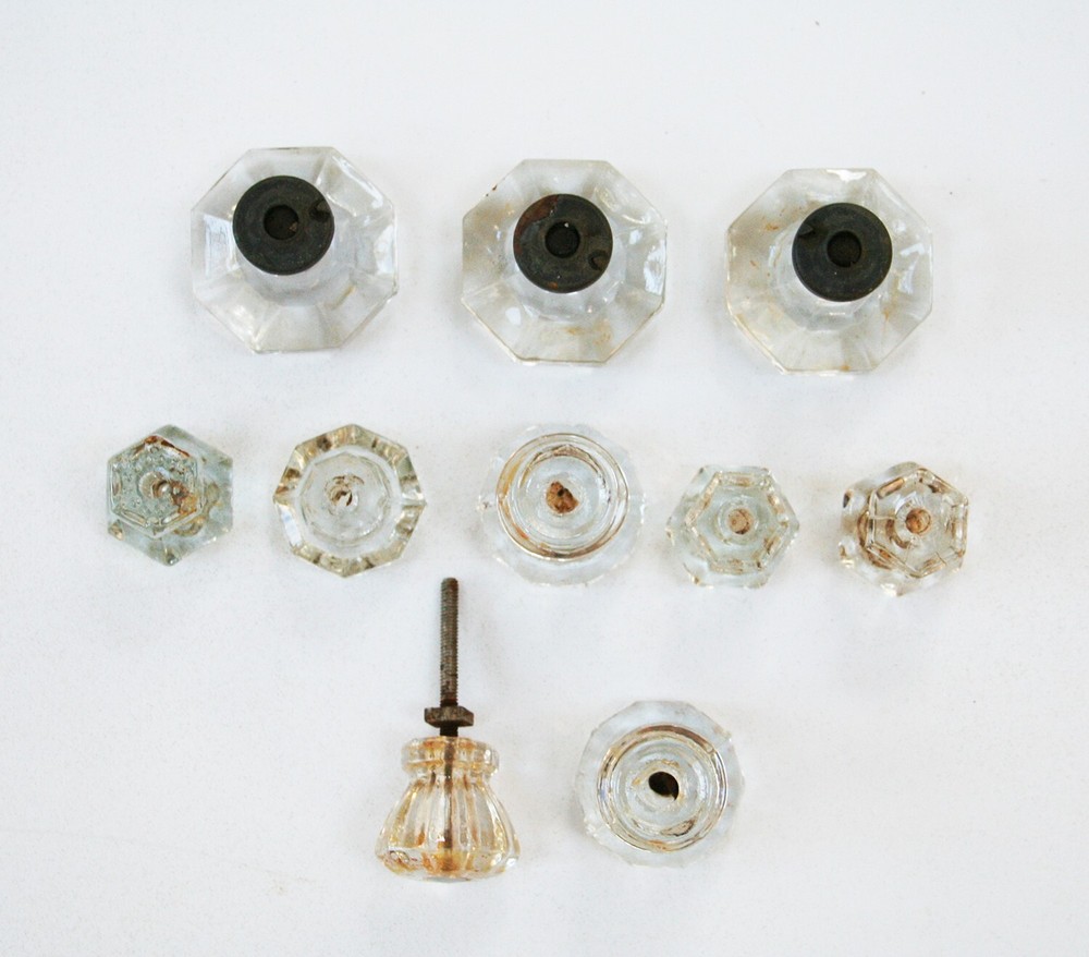 Antique Glass Knobs, assorted, for parts