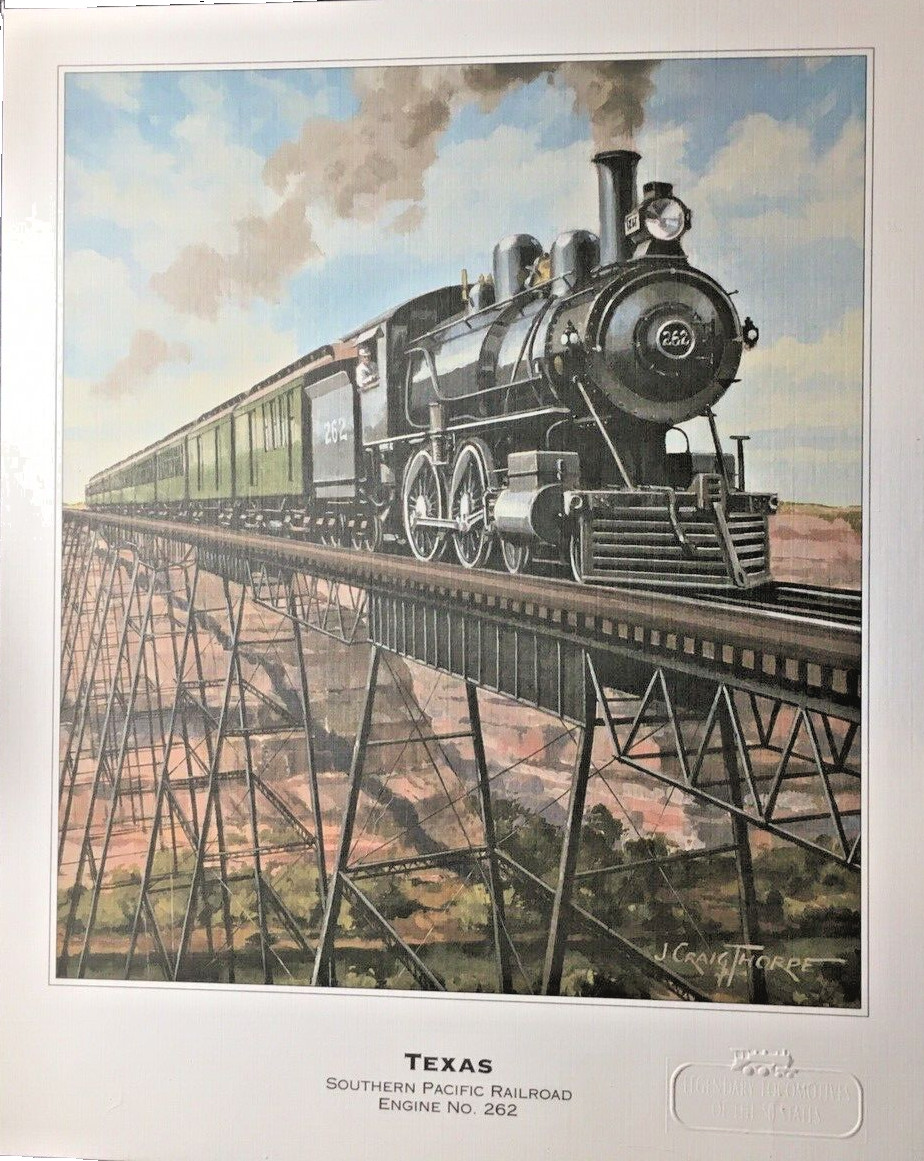Vintage  TEXAS  Southern Pacific Railroad  Engine No. 262   8x10 Art Print