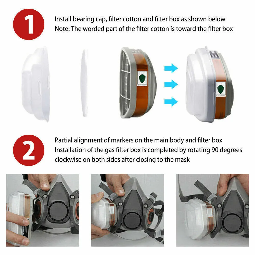 PRO 6200 Half Face Gas Mask Cover Painting Spraying Respirator Work Facepiece