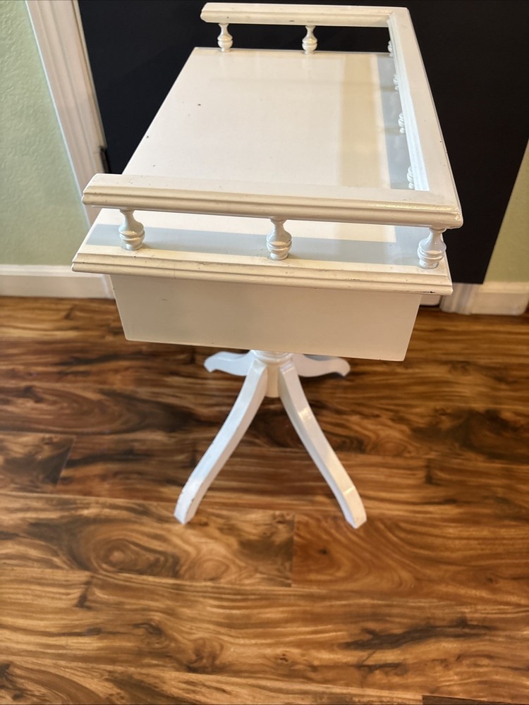 VTG-French Rectangular Accent Table With Drawer-white Chippy-very Cute!