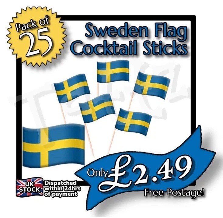 25x Sweden Flag Cocktail Sticks