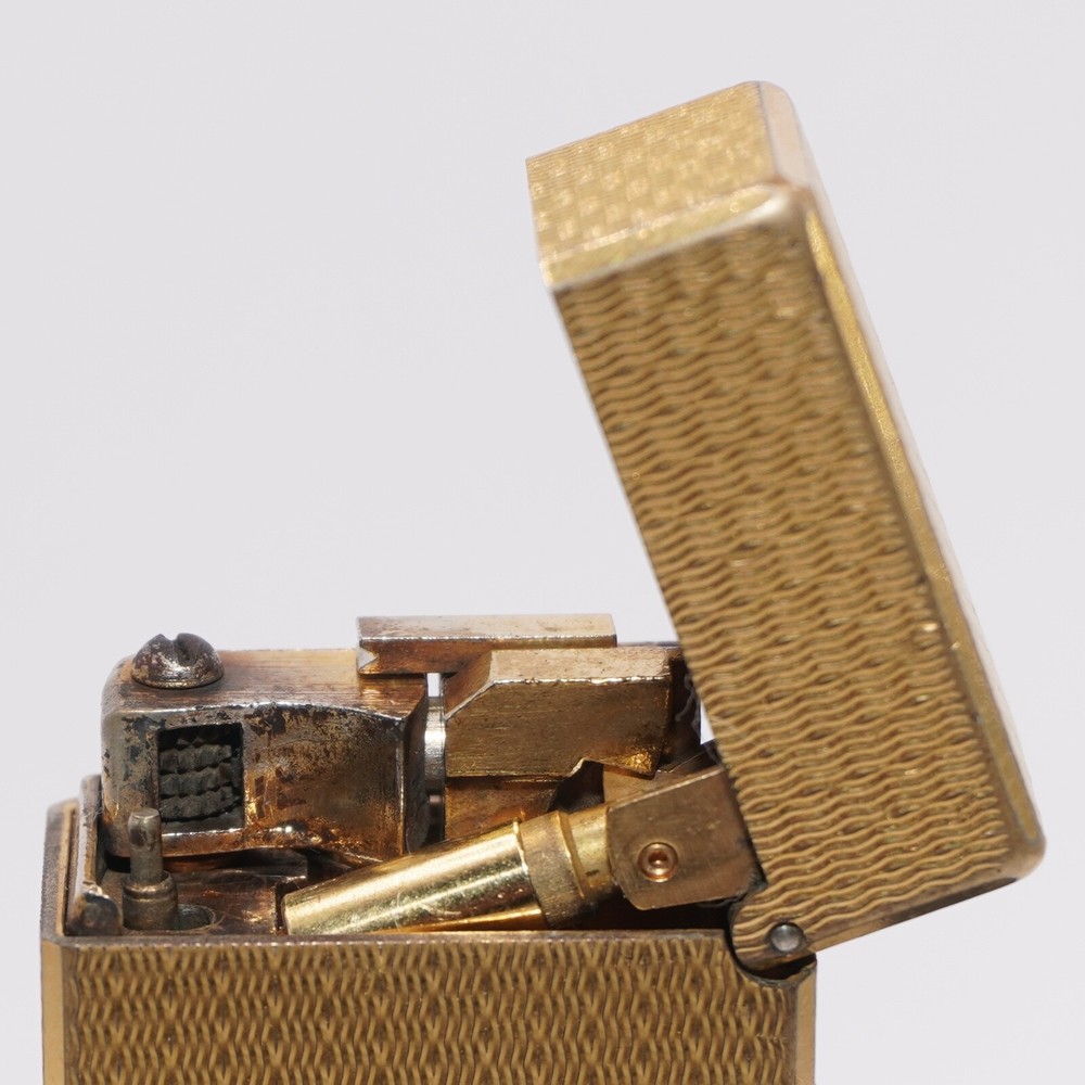 Dunhill Lighter Gold plate Basket Check Pattern_Ultrasonically cleaned_Working