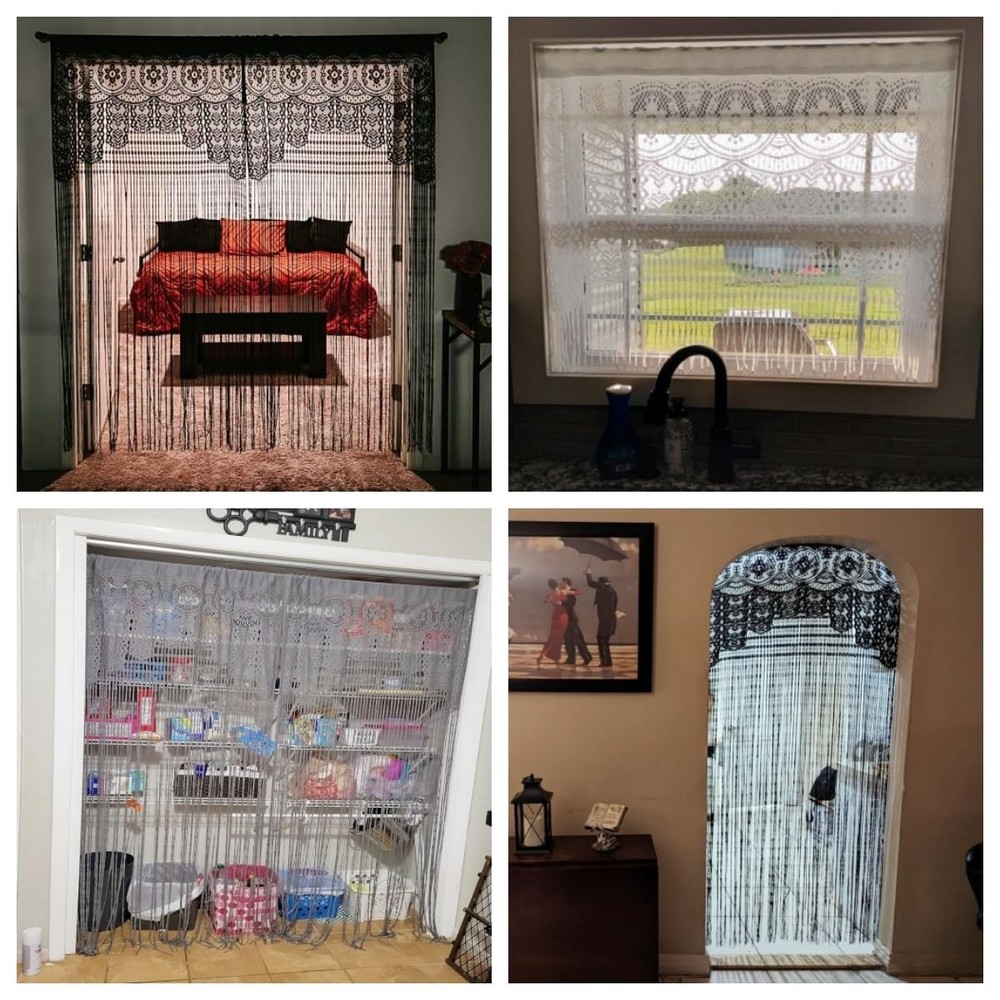 Macrame Lace Door String Curtain for Doorways,Boho Curtains Backdrop Panel Hi...