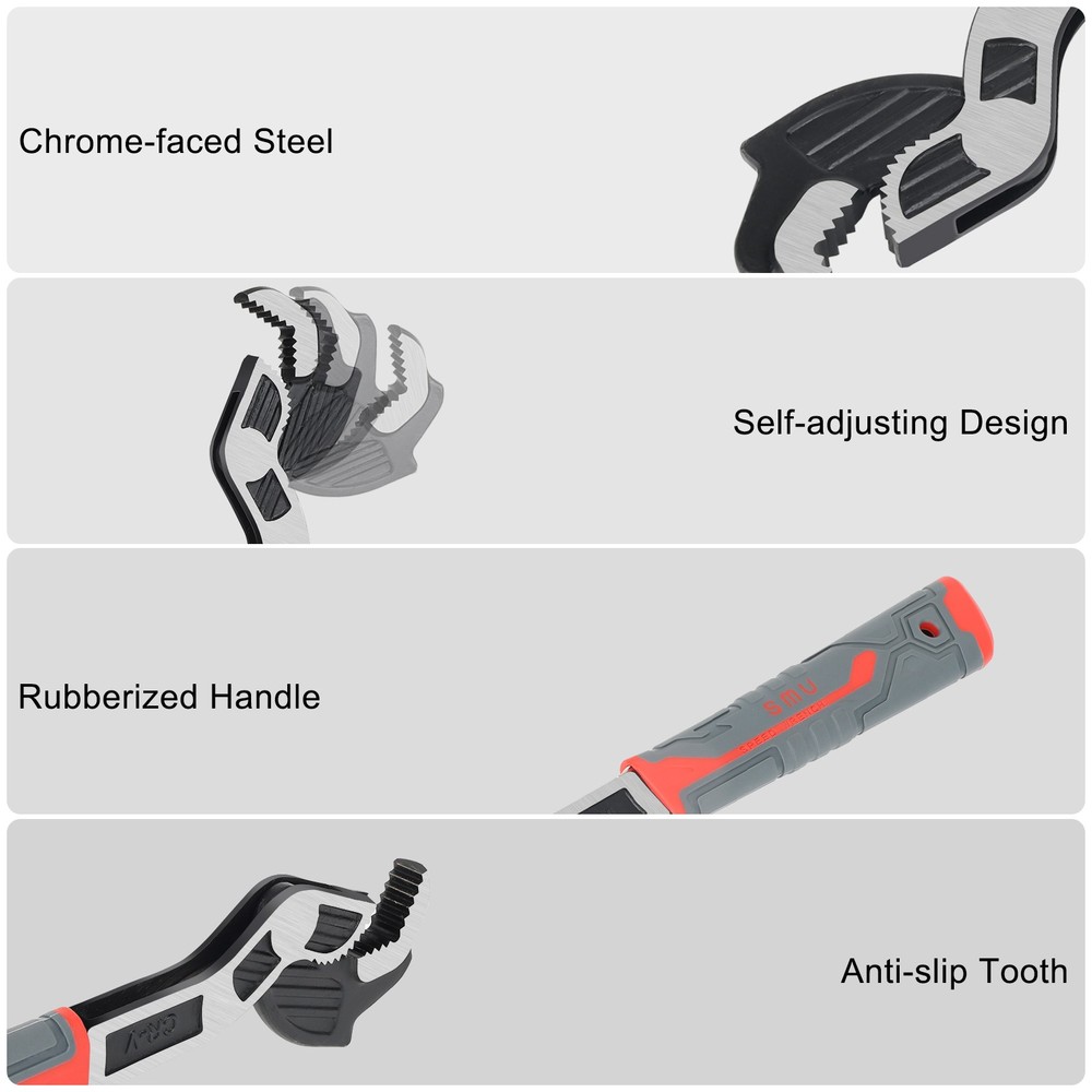 2pcs 6" & 10" Multi-function Magic Wrench Set Self-Adjusting Spanner Pipe Wrench