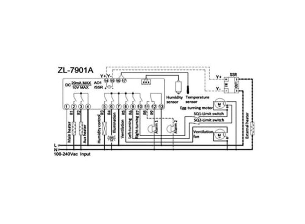 ZL-7901A, 100-240Vac, PID, Multifunctional Automatic Incubator Controller, Te...