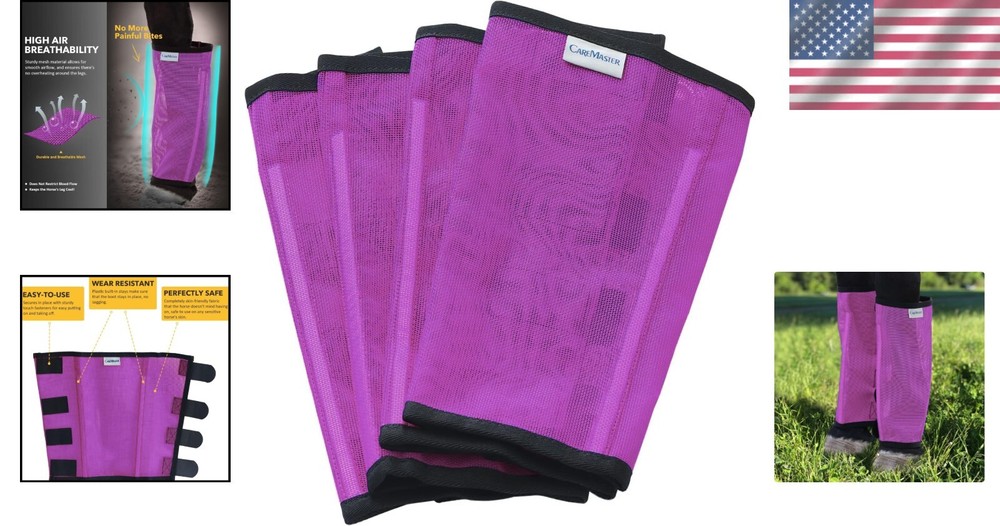 4-Pack Medium Fly Boots for Horses - Reduces Stomping with Breathable Design