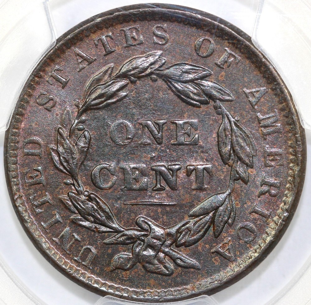 1838 1c Matron Head Large Cent PCGS MS 63 BN