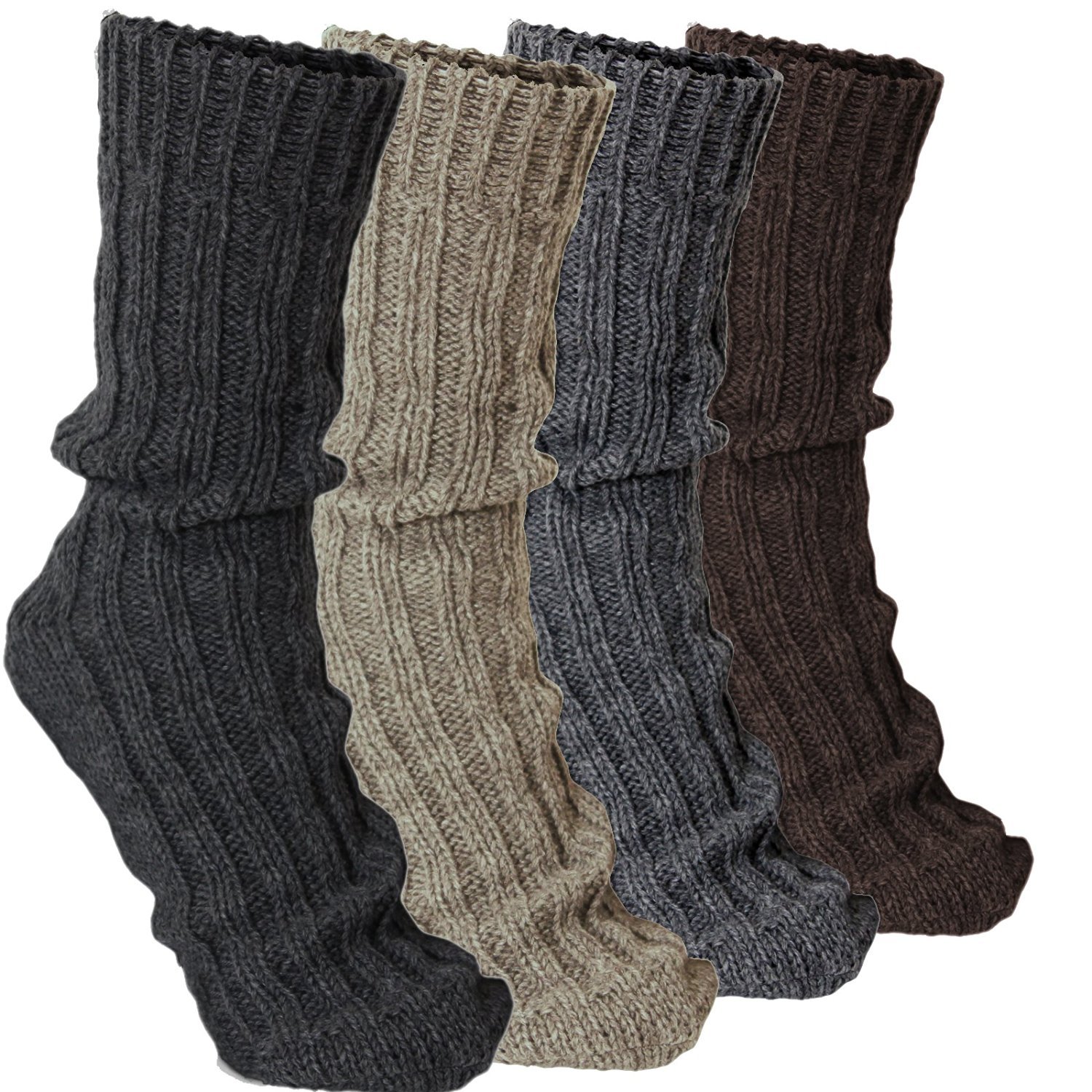 BRUBAKER Men's Women's Alpaca Wool Socks Winter Socks for Men Women 4 Pair Pack