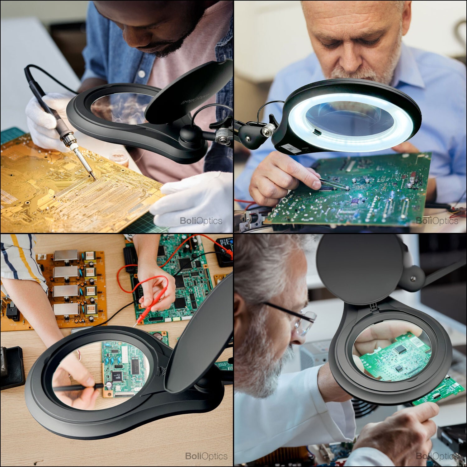 ESD LED Magnifying Lamp w/ Clamp for PCB Soldering, Electronics Repair