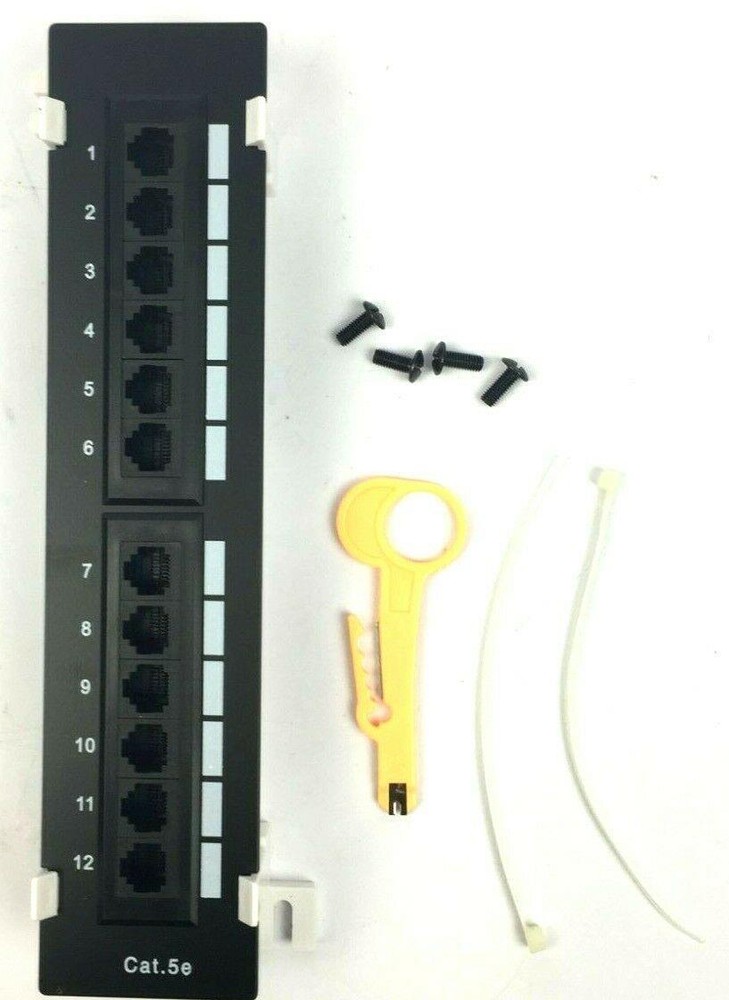 W Box C5EPP12V Cat5E Patch Panel 12 Port Vertical with Bracket