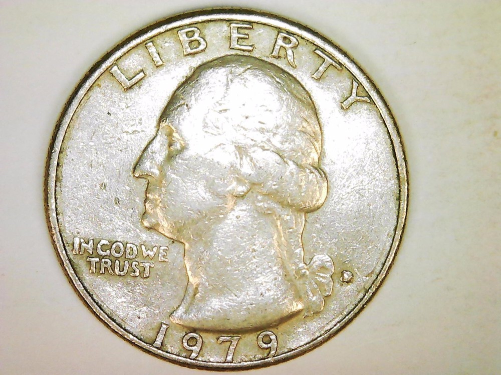 1979 Washington Quarter with die chip error covering the mint mark