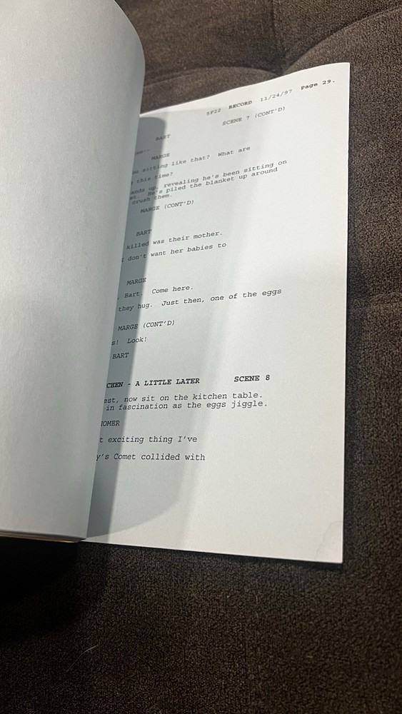 The Simpsons Production Script No. 5F22 BART The Mother, RARE Read Description.