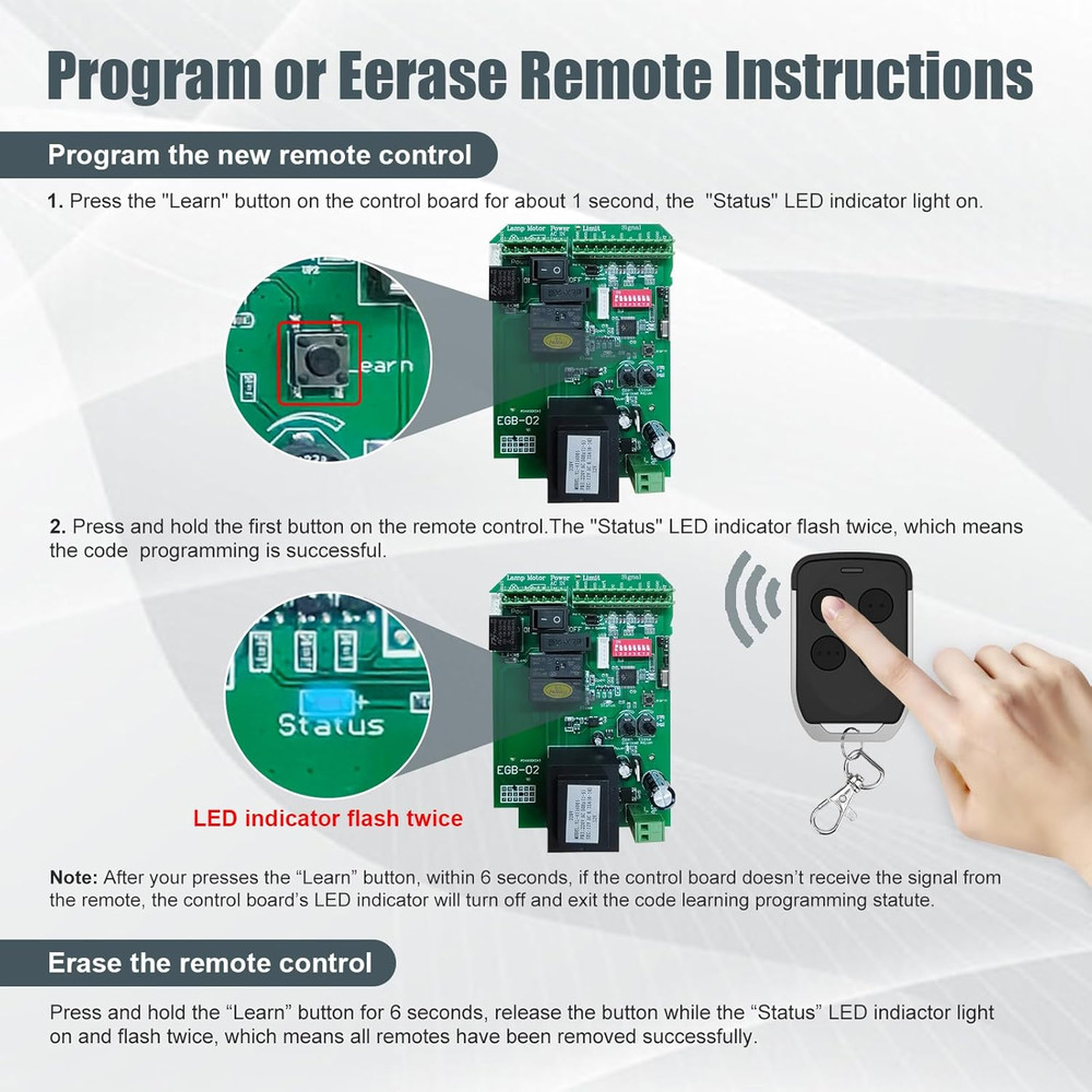 Gate Opener Remote Control Transmitter with Keychain, 4 Button Custom Rolling Co