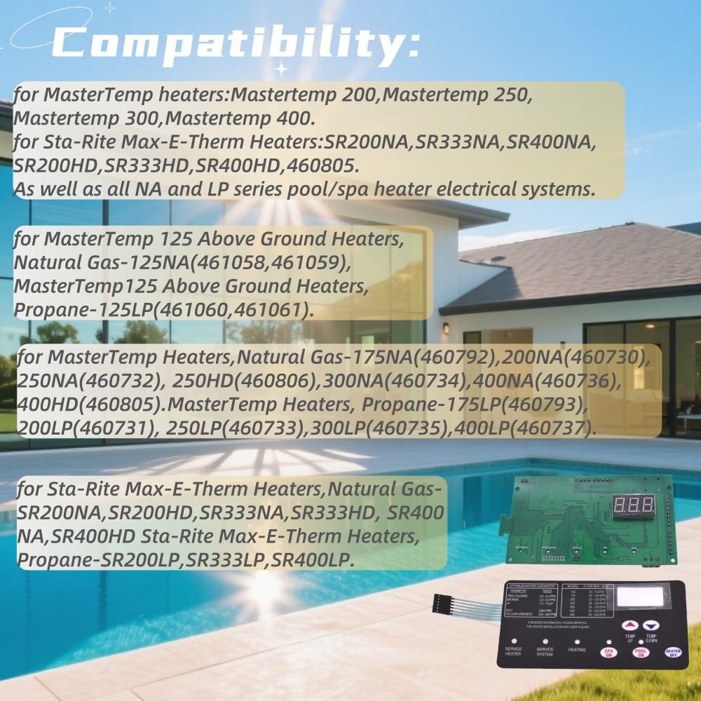 42002-0007S Control Board 472610Z Pad for Pentair MasterTemp Max-E-Therm Heaters