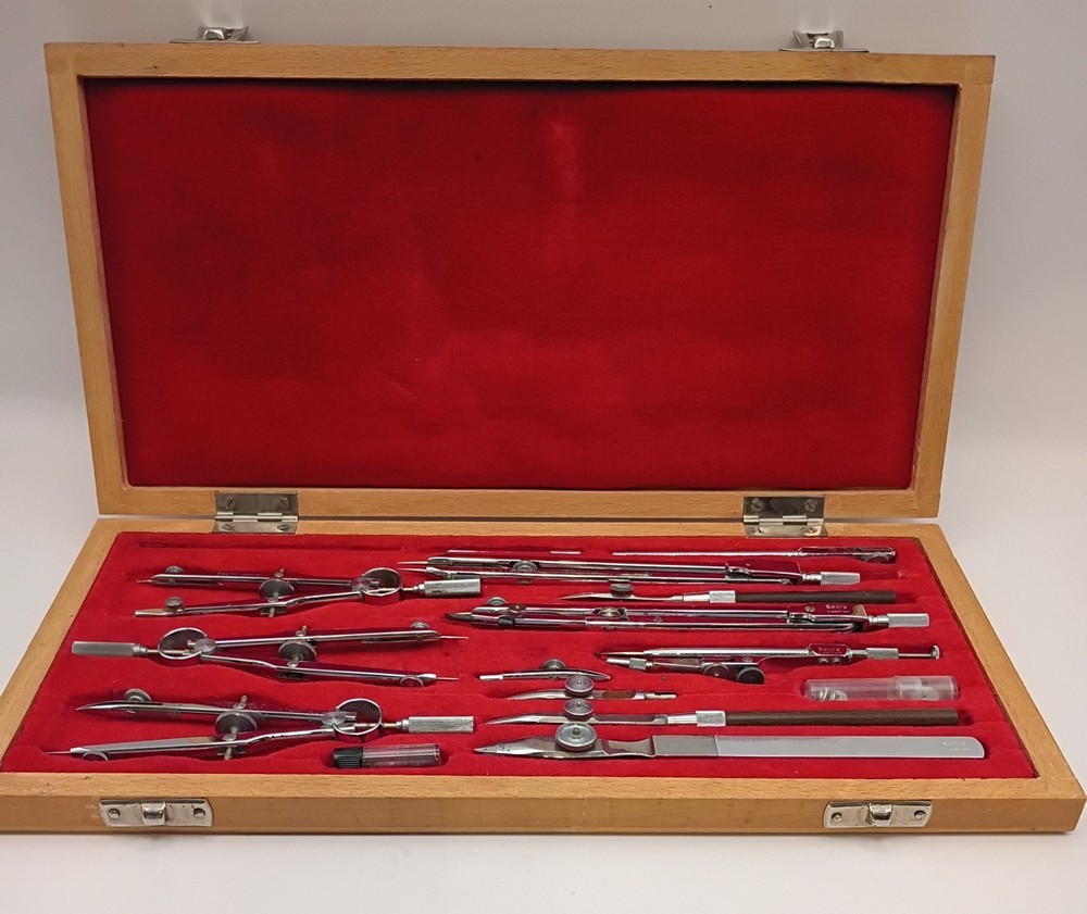 Sears Roebuck Drafting Set Tower. Good Condition,  Made In Germany.