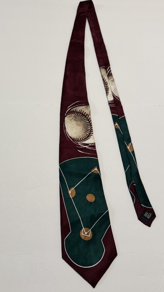 Spence & Lowe 100% Silk Necktie Baseball Themed