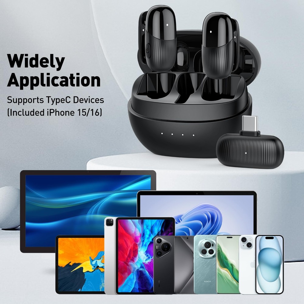 Wireless Lavalier Microphone for iPhone, Android, Mini Microphone with Noise ...