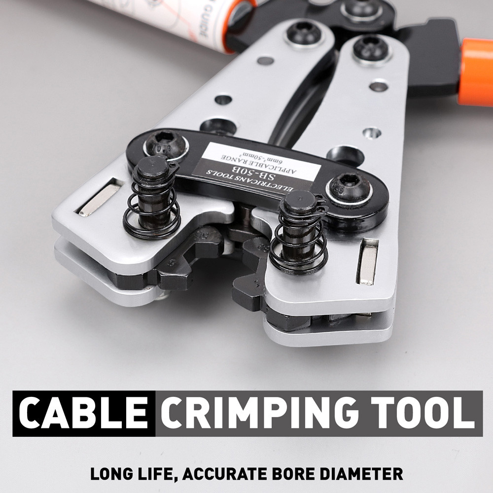 Cable Lug Crimping Tools Hand Electrician Pliers Crimper Wire Cable 6-50mm² 10-0