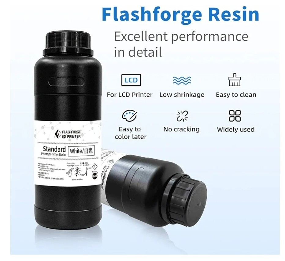 FLASHFORGE 3D Printer Resin, LCD UV-Fast-Curing Resin 405nm Standard...