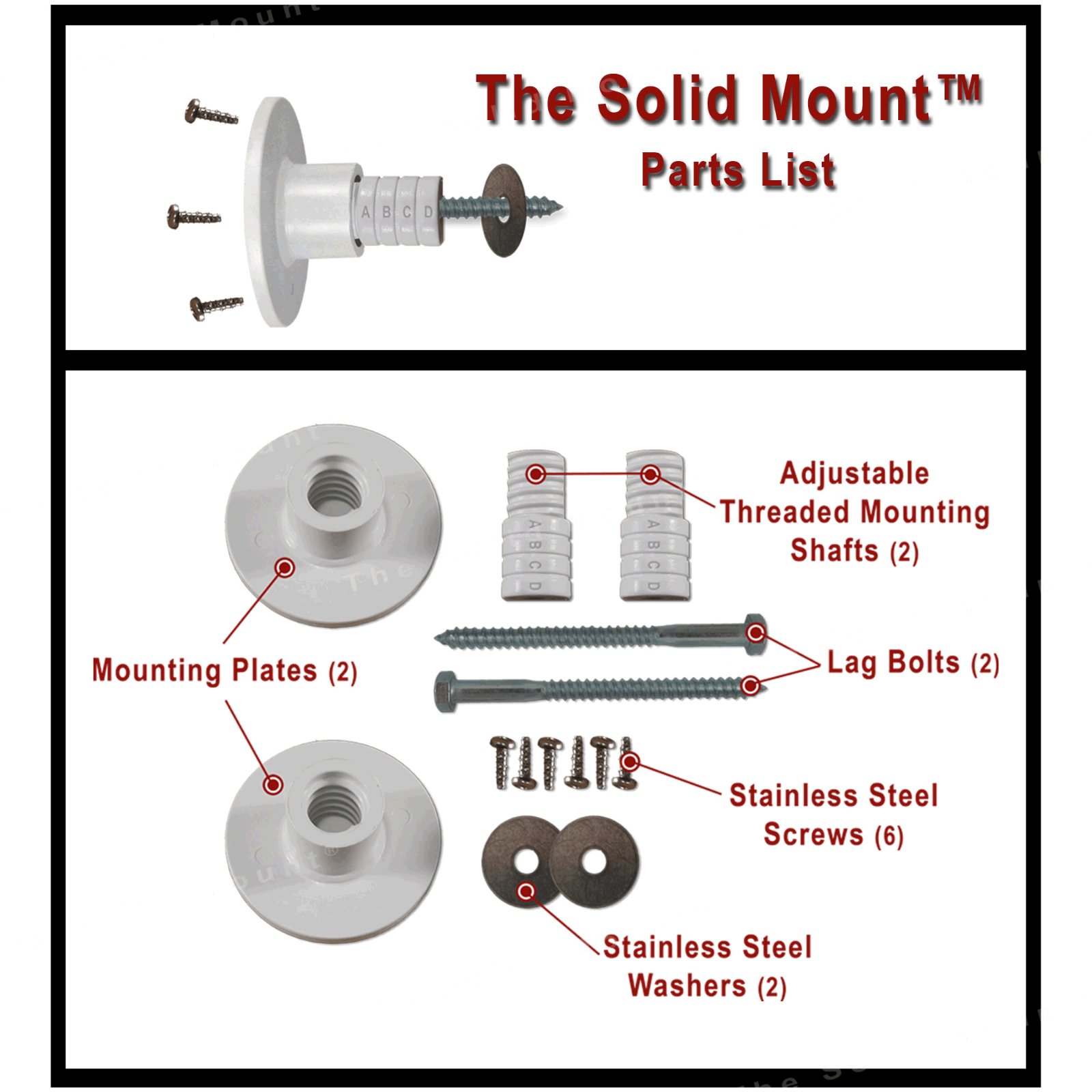 Grab Bar Mounting Kit for Fiberglass Showers ~ The Solid Mount®