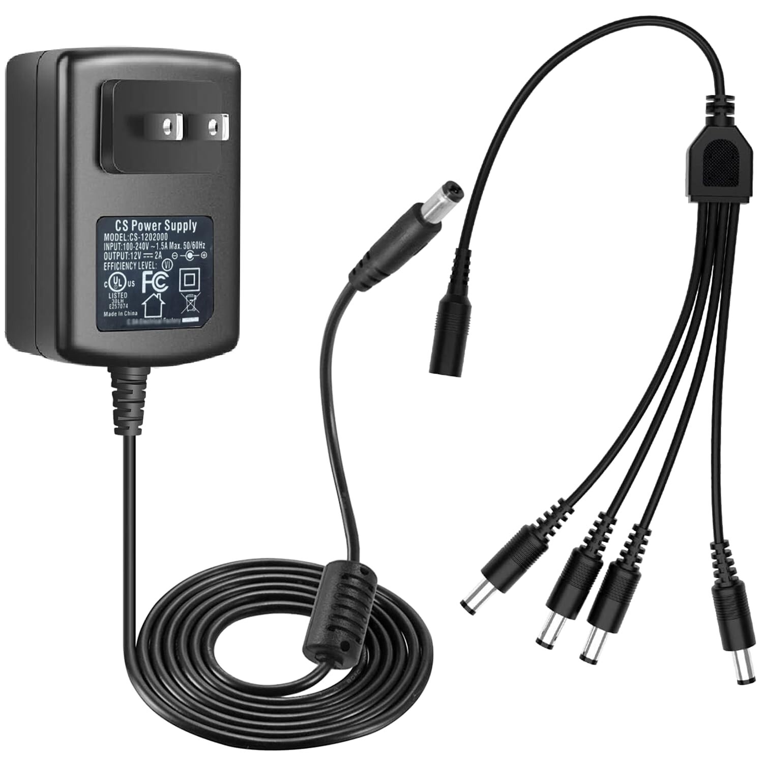 Night Owl OEM 2A 12 Volt Power Supply with 4 way splitter UL Powers 4 Cameras