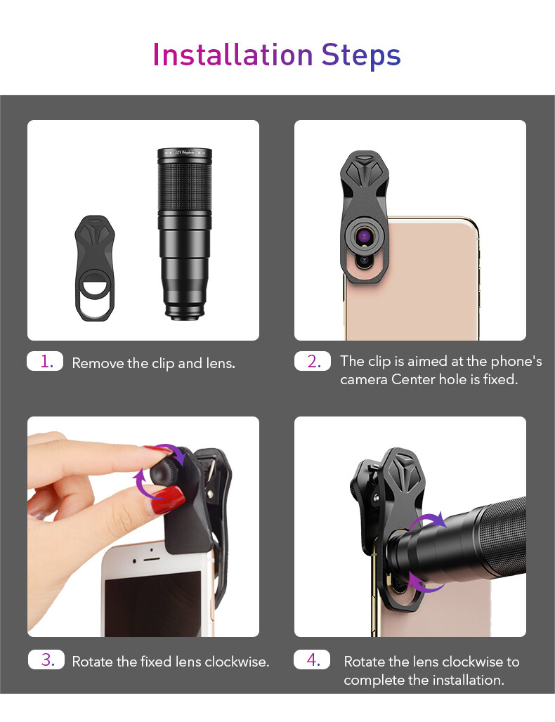 Apexel HD Professional Phone Camera Lens Zoom Telephoto Lens for Smartphone