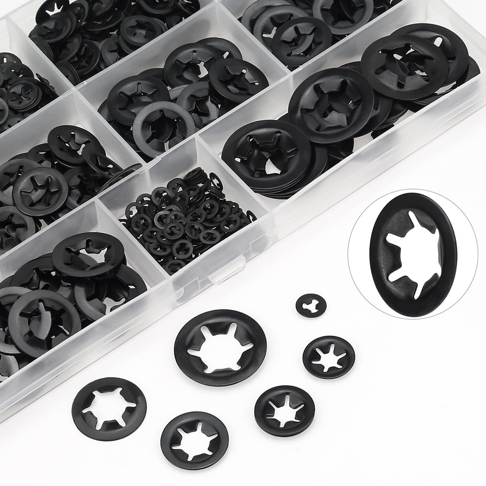 360 Pieces 9 Sizes Internal Tooth Star Lock Washers Speed Clips Retaining