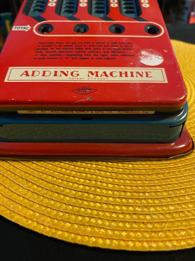 Vintage Metal Adding Machine Red/Blue