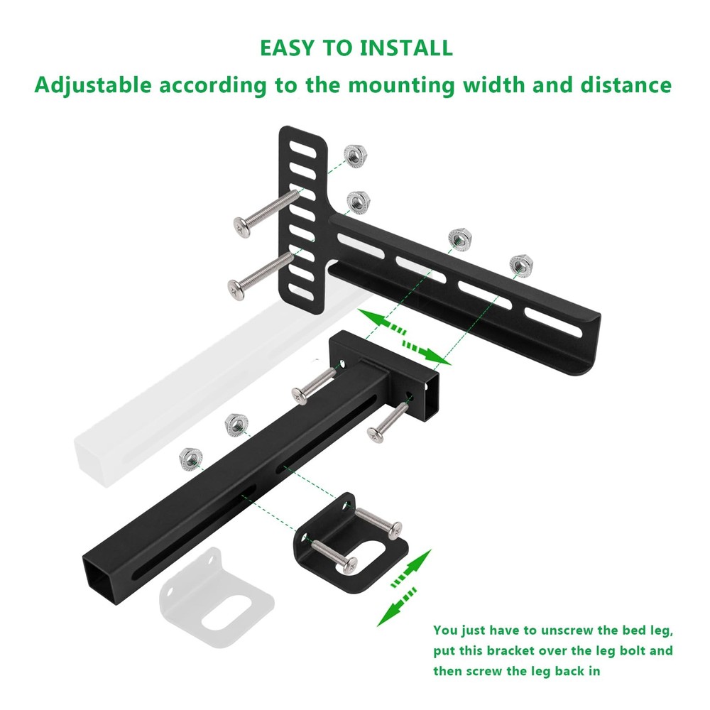 KSWLOR Adjustable Headboard Brackets, Universal Bracket, Bed Black